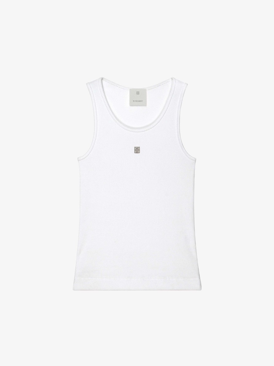 Women Givenchy T-Shirts | Slim Fit Tank Top In Cotton With 4G Detail White