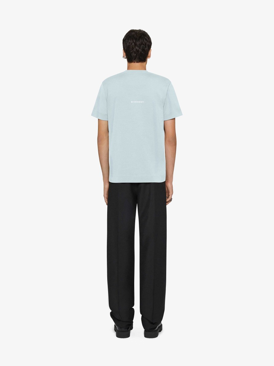 Men Givenchy T-Shirts | Slim Fit T-Shirt In Cotton Mineral Blue