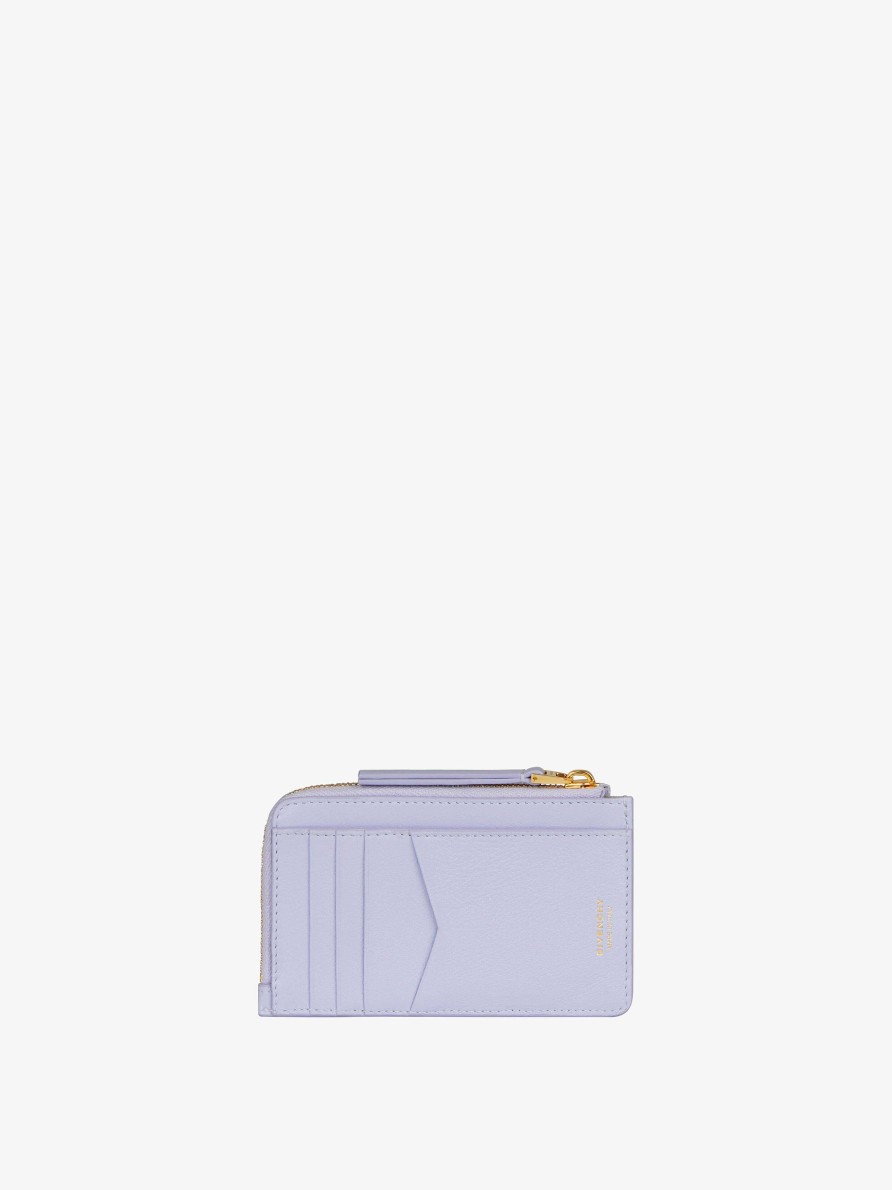 Women Givenchy Small Leather Goods | Voyou Zipped Card Holder In Leather Lavender