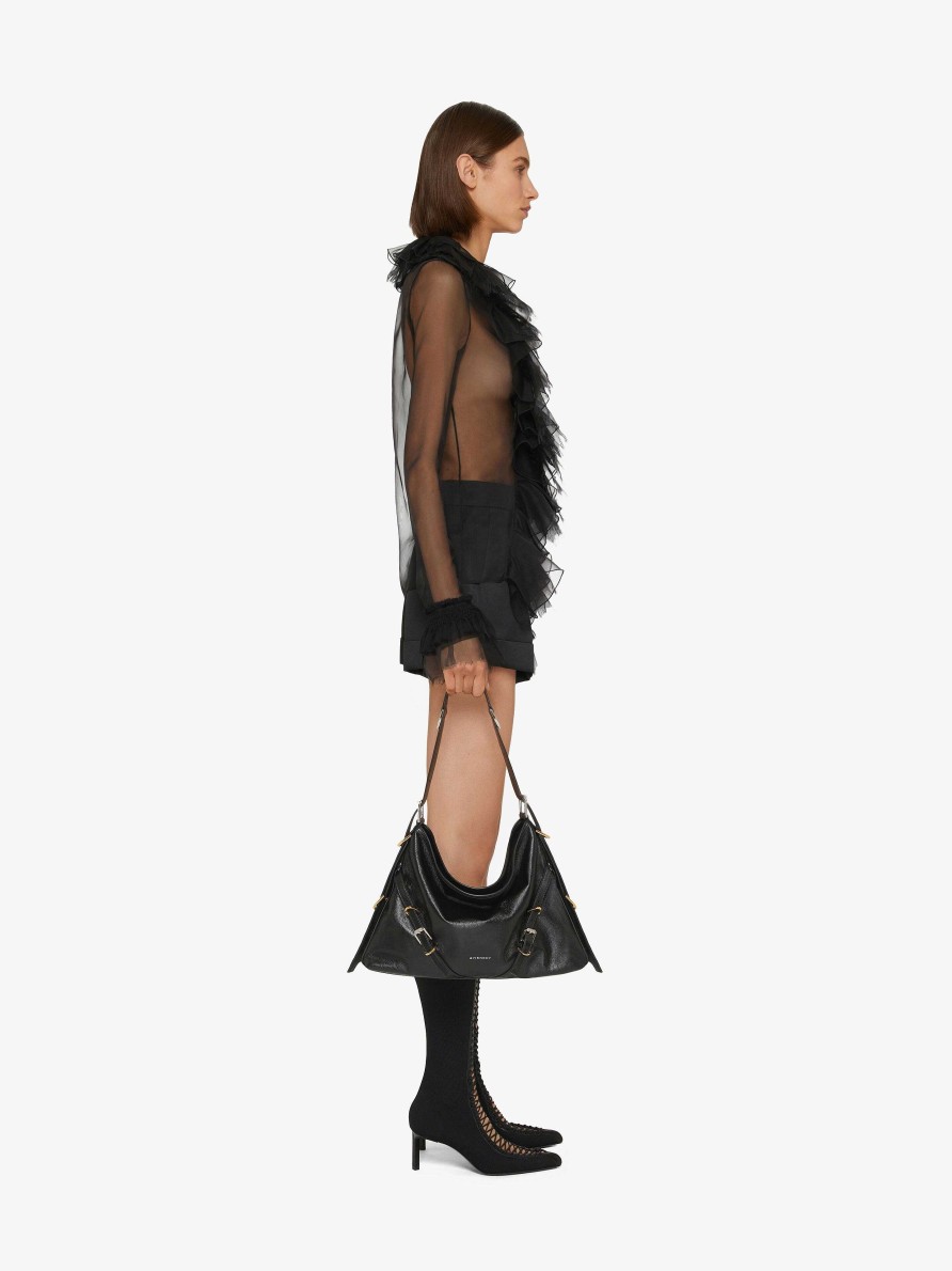 Women Givenchy Tops & Shirts | Blouse In Organza With Ruffles Black