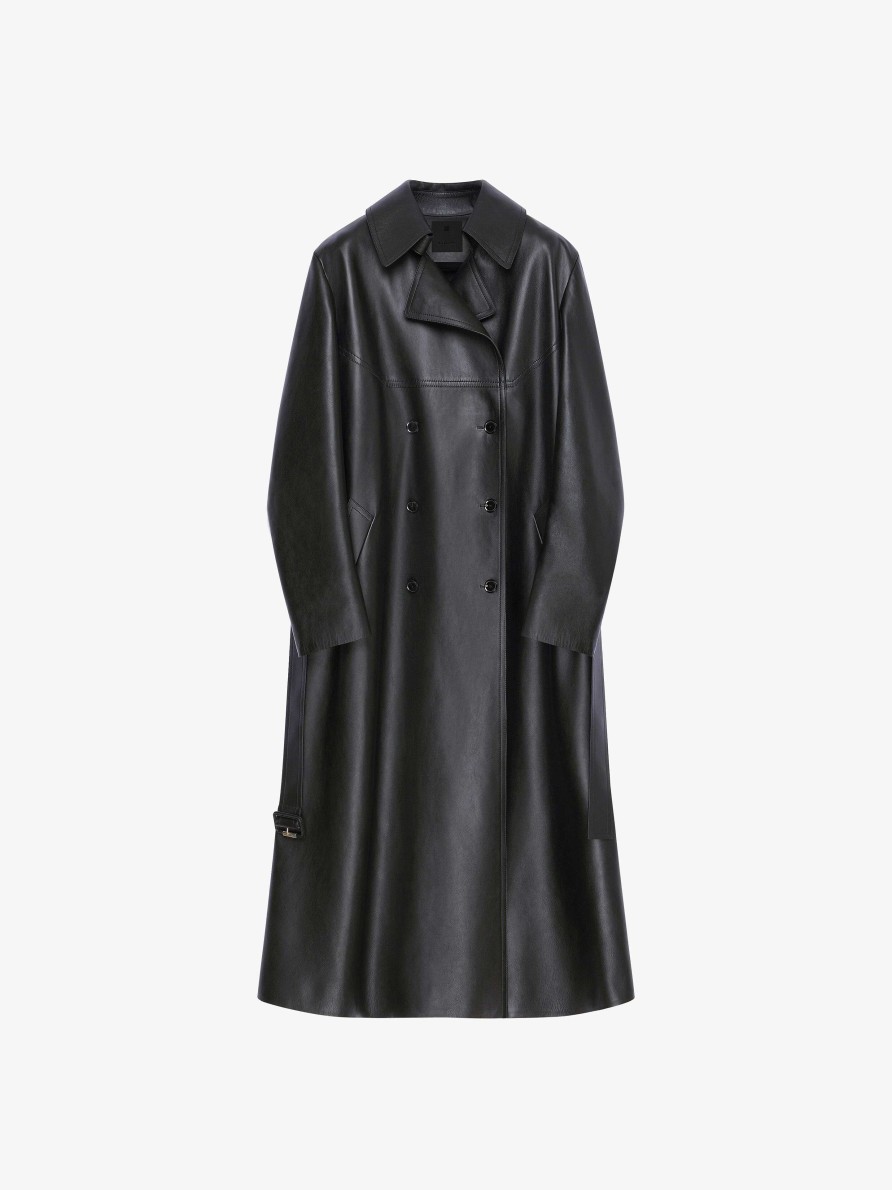 Women Givenchy Jackets & Coats | Trench-Coat In Leather Black