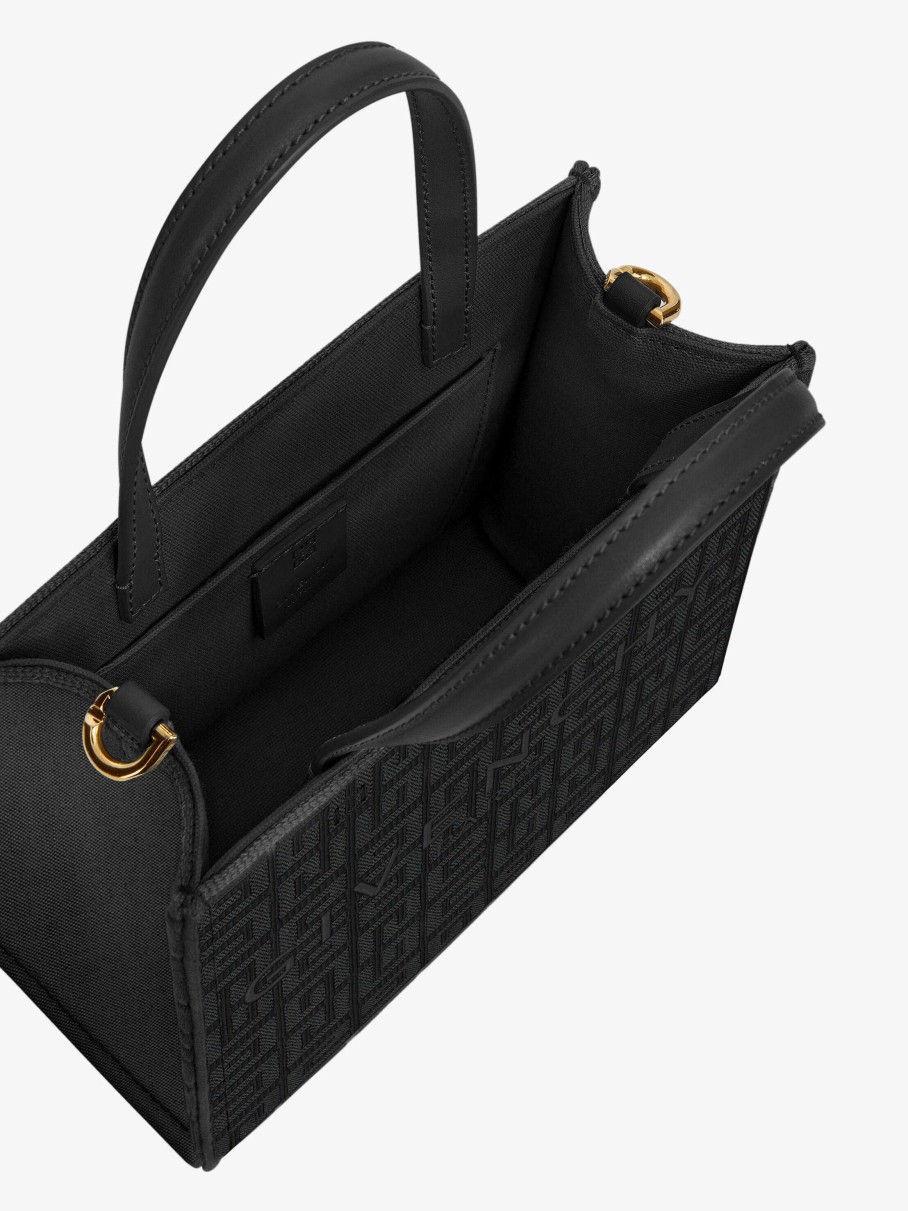 Women Givenchy Mini & Micro Bags | Mini G-Tote Shopping Bag In 4G Embroidery Black