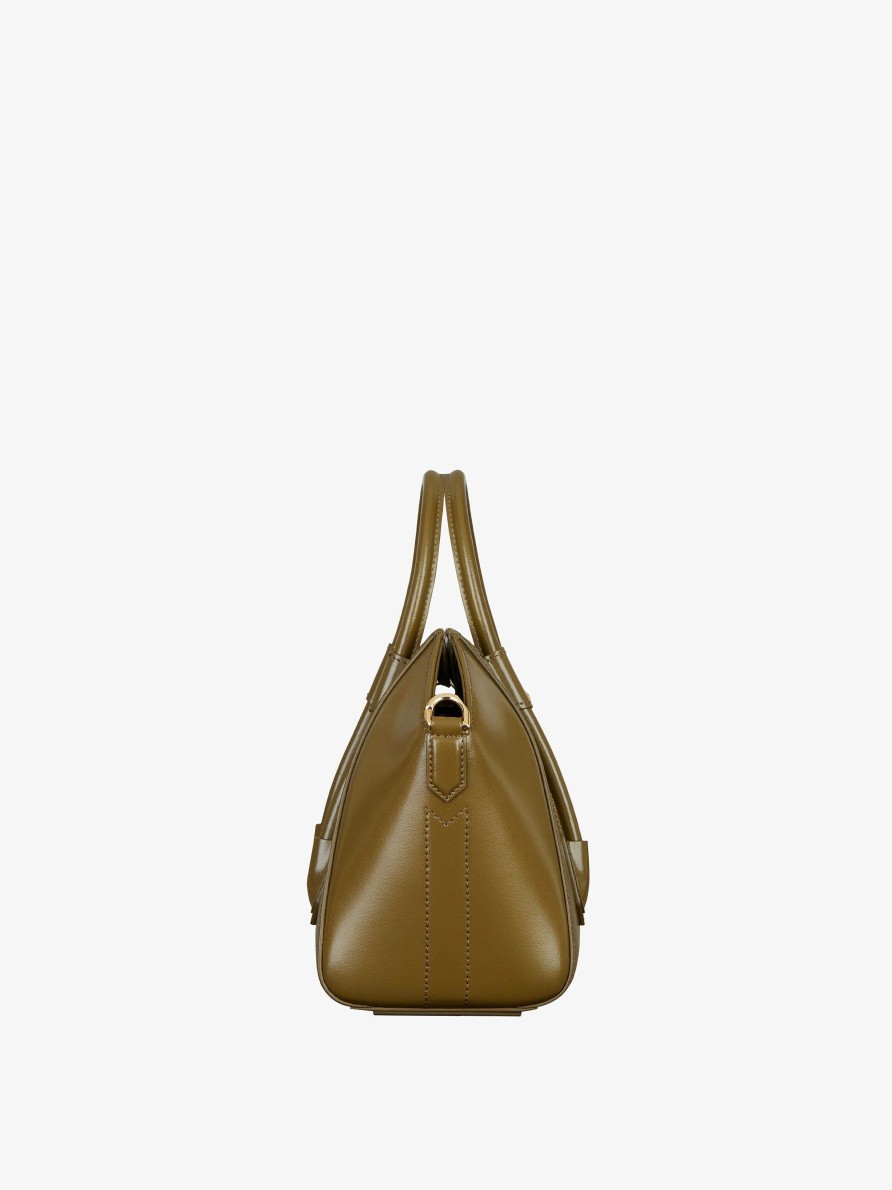 Women Givenchy Antigona | Mini Antigona Lock Bag In Box Leather Dark Khaki