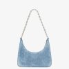 Women Givenchy Shoulder Bags | Small Moon Cut Out Bag In Washed Denim With Chain Medium Blue