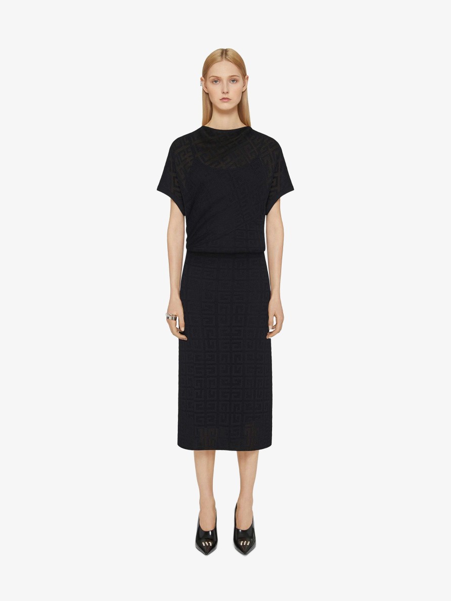 Women Givenchy Dresses | Draped Dress In 4G Jacquard Black