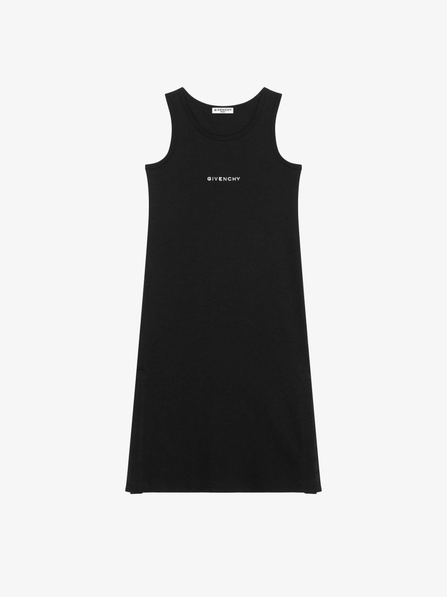 Women Givenchy Girl (4 To 12 Years) | Tank Top Dress In Embroidered 4G Givenchy Black