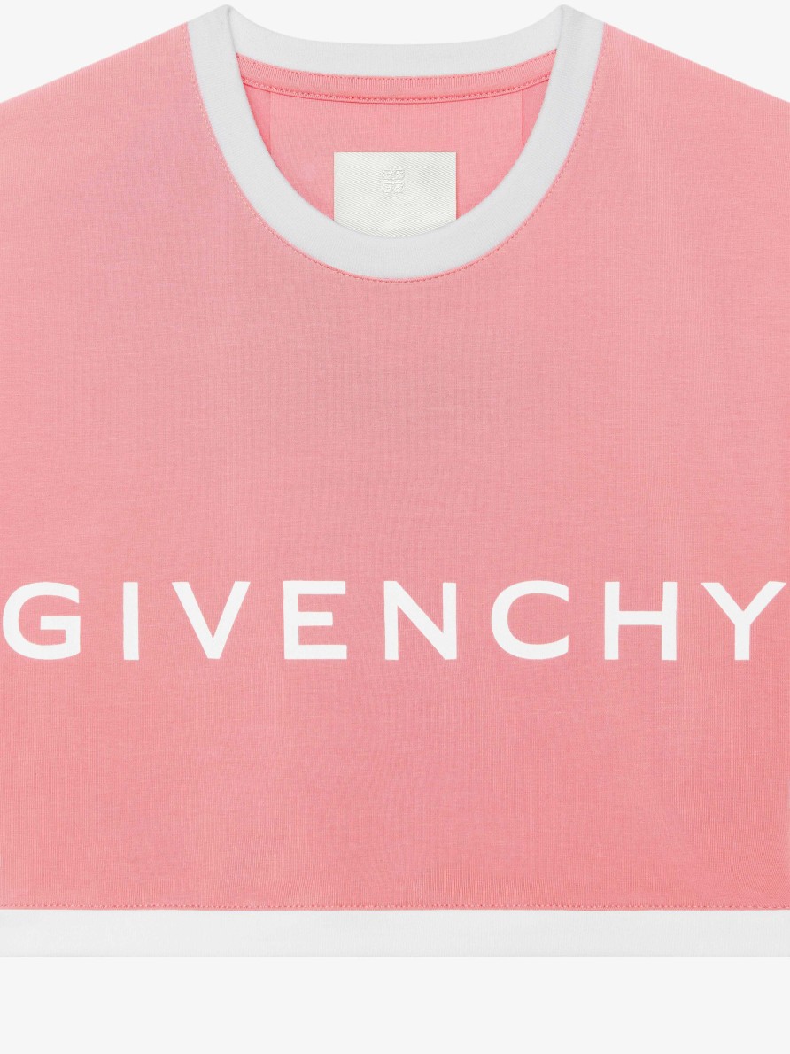 Women Givenchy T-Shirts | Givenchy Cropped T-Shirt In Cotton Flamingo