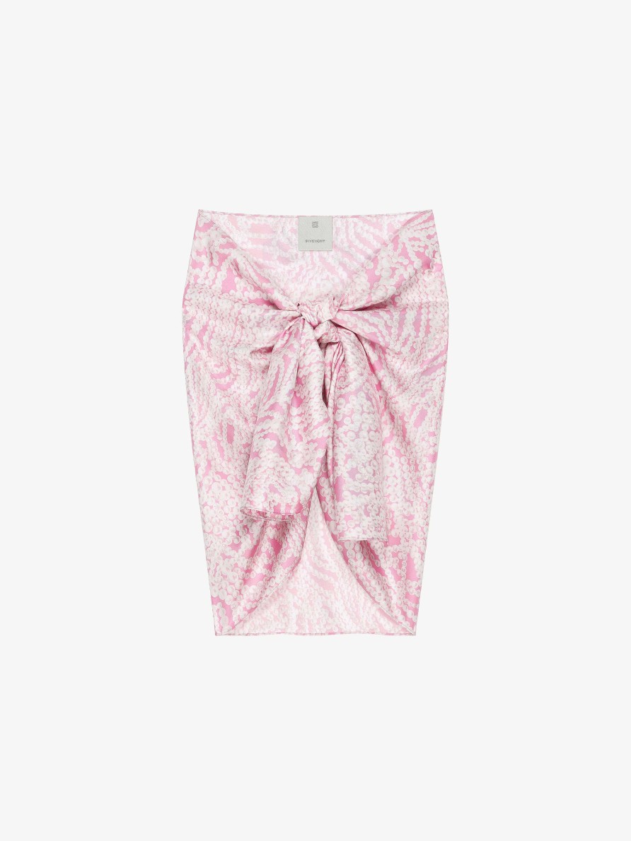 Women Givenchy Skirts | Sarong In Printed Silk Pink/White