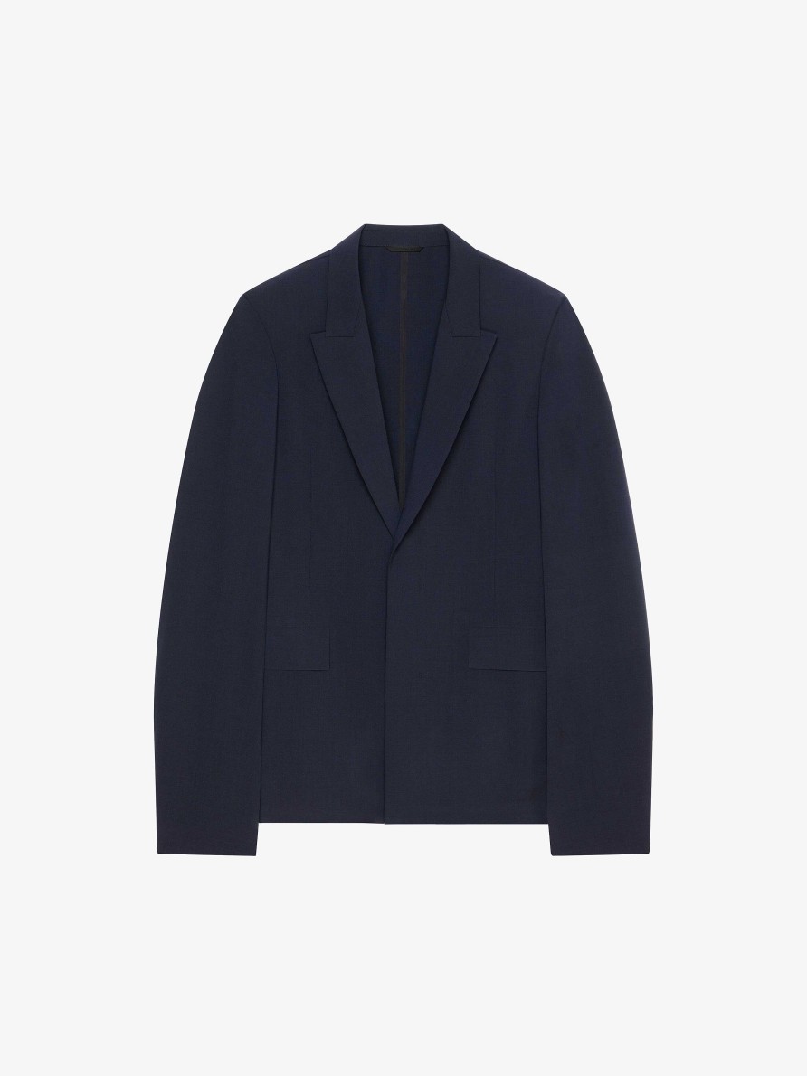 Men Givenchy Jackets & Coats | Slim Fit Jacket In Wool Dark Navy