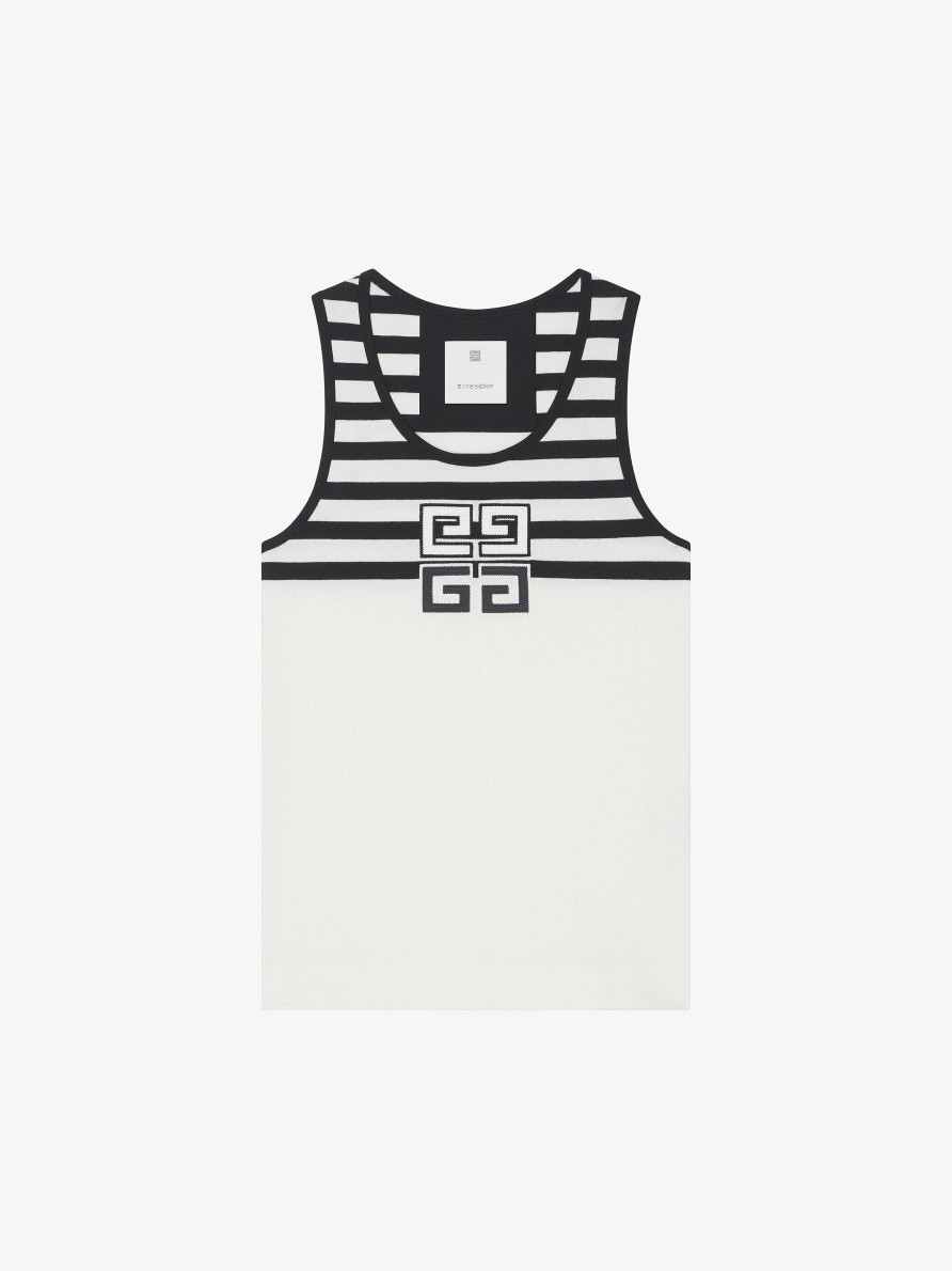 Women Givenchy T-Shirts | 4G Slim Fit Tank Top In Cotton With Stripes White/Black