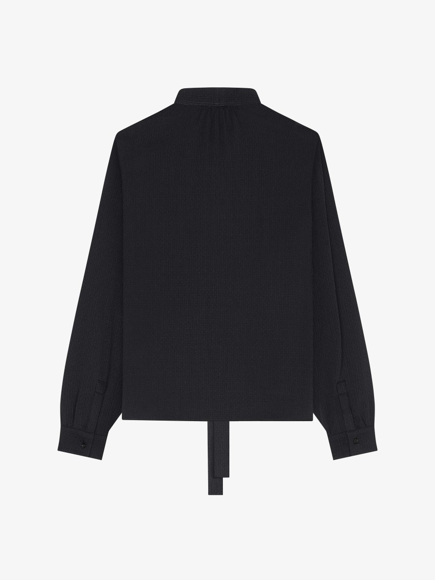 Women Givenchy Tops & Shirts | Blouse In 4G Silk With Lavalliere Black