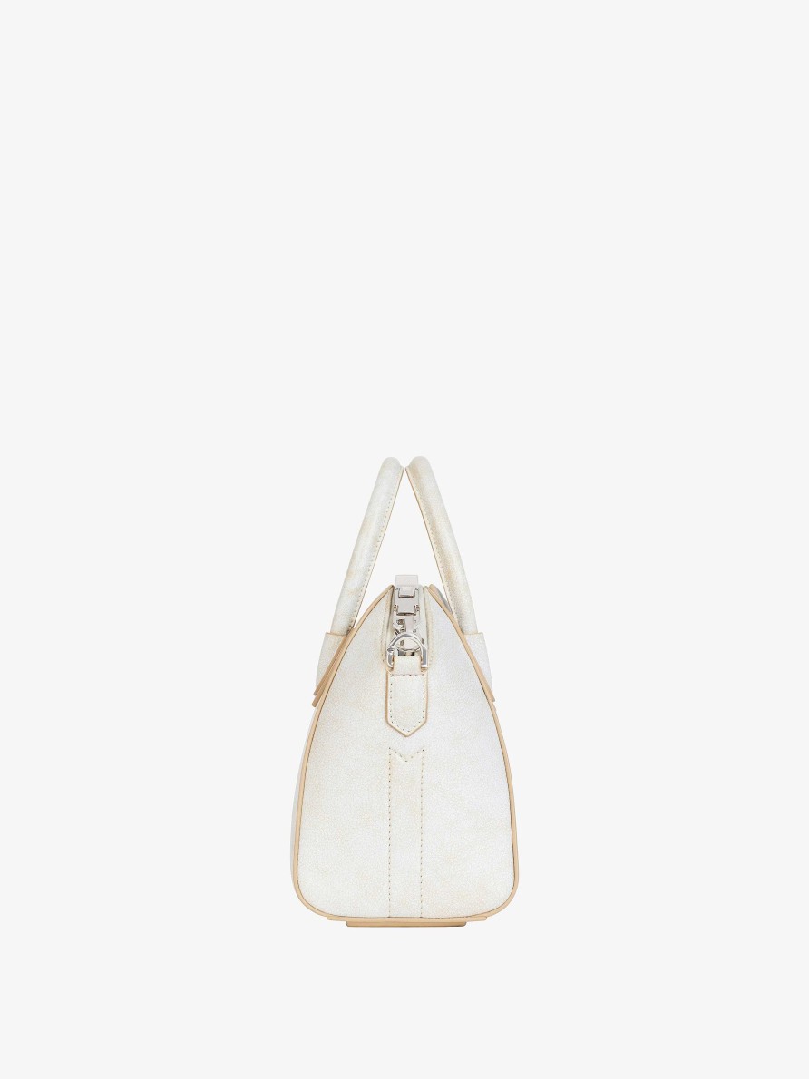 Women Givenchy Mini & Micro Bags | Mini Antigona Bag In Aged Leather Ivory