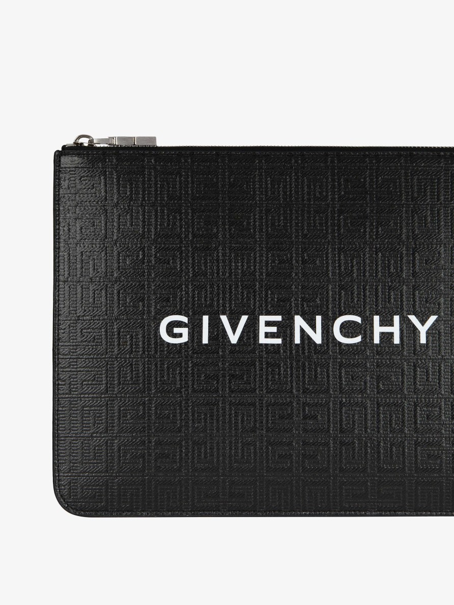 Men Givenchy Small Leather Goods | 4G Monogram Pouch In Coated Canvas Black