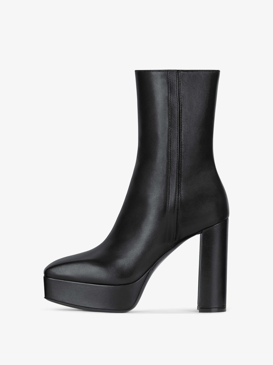 Women Givenchy Boots & Booties | G Lock Platform Ankle Boots In Leather Black