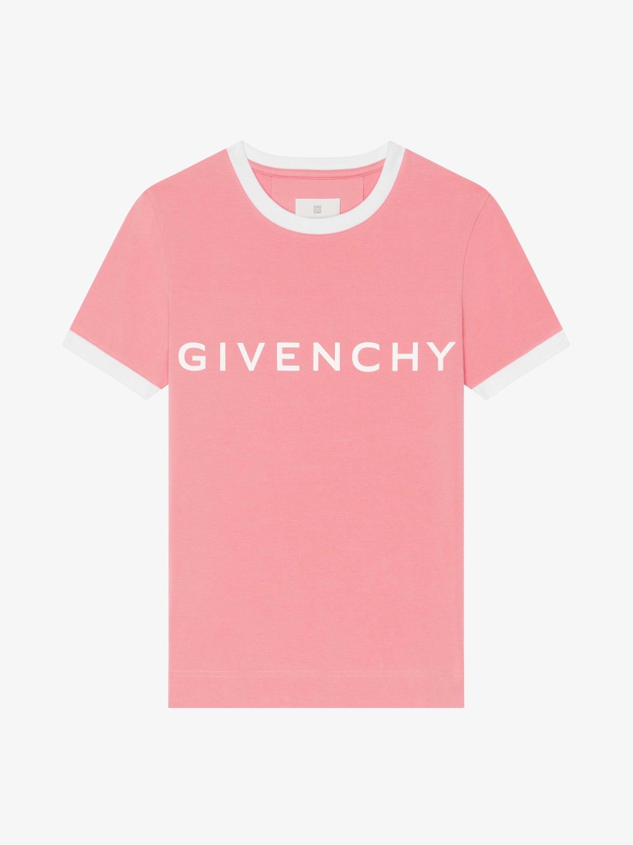 Women Givenchy T-Shirts | Givenchy Archetype Slim Fit T-Shirt In Cotton Flamingo