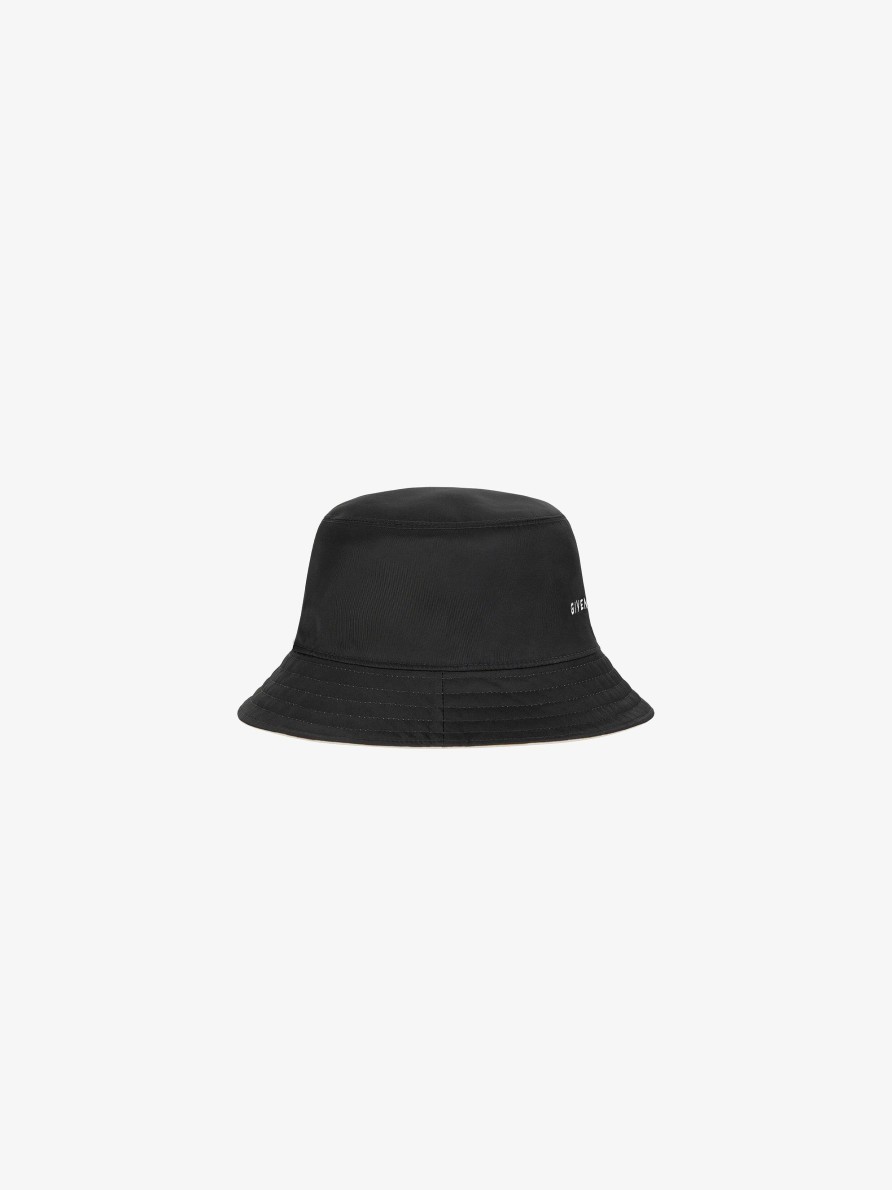 Men Givenchy Beanies & Caps | Givenchy Bucket Hat In Nylon Black