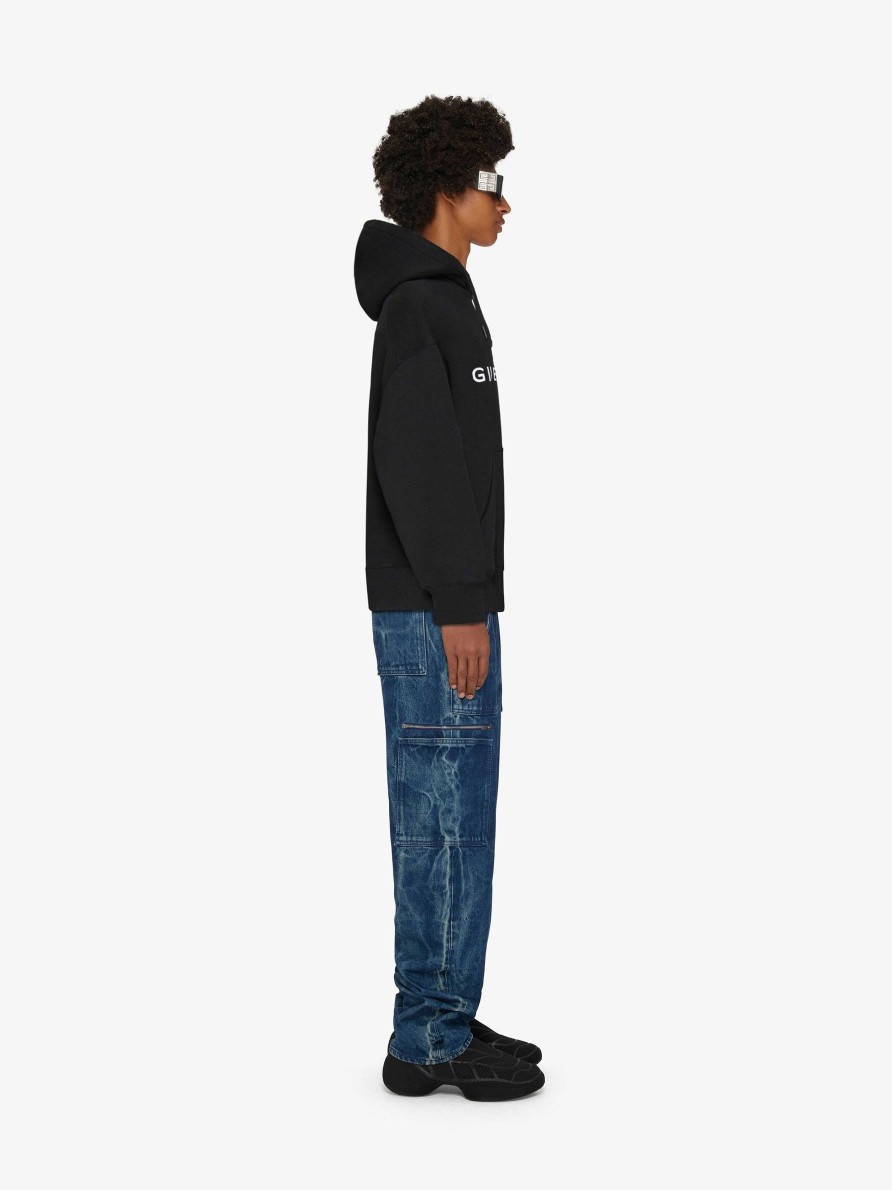 Men Givenchy Sweatshirts & Hoodies | Givenchy Archetype Slim Fit Hoodie In Fleece Black