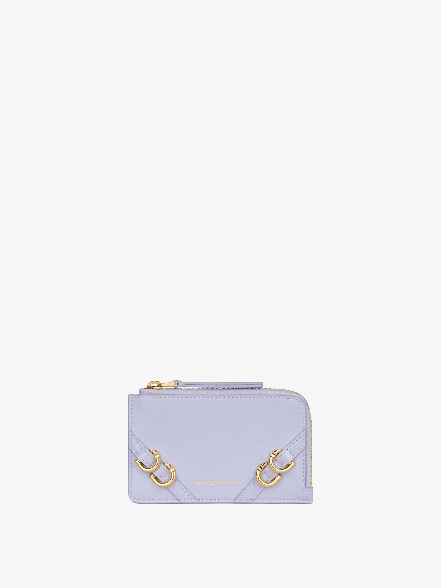 Women Givenchy Small Leather Goods | Voyou Zipped Card Holder In Leather Lavender