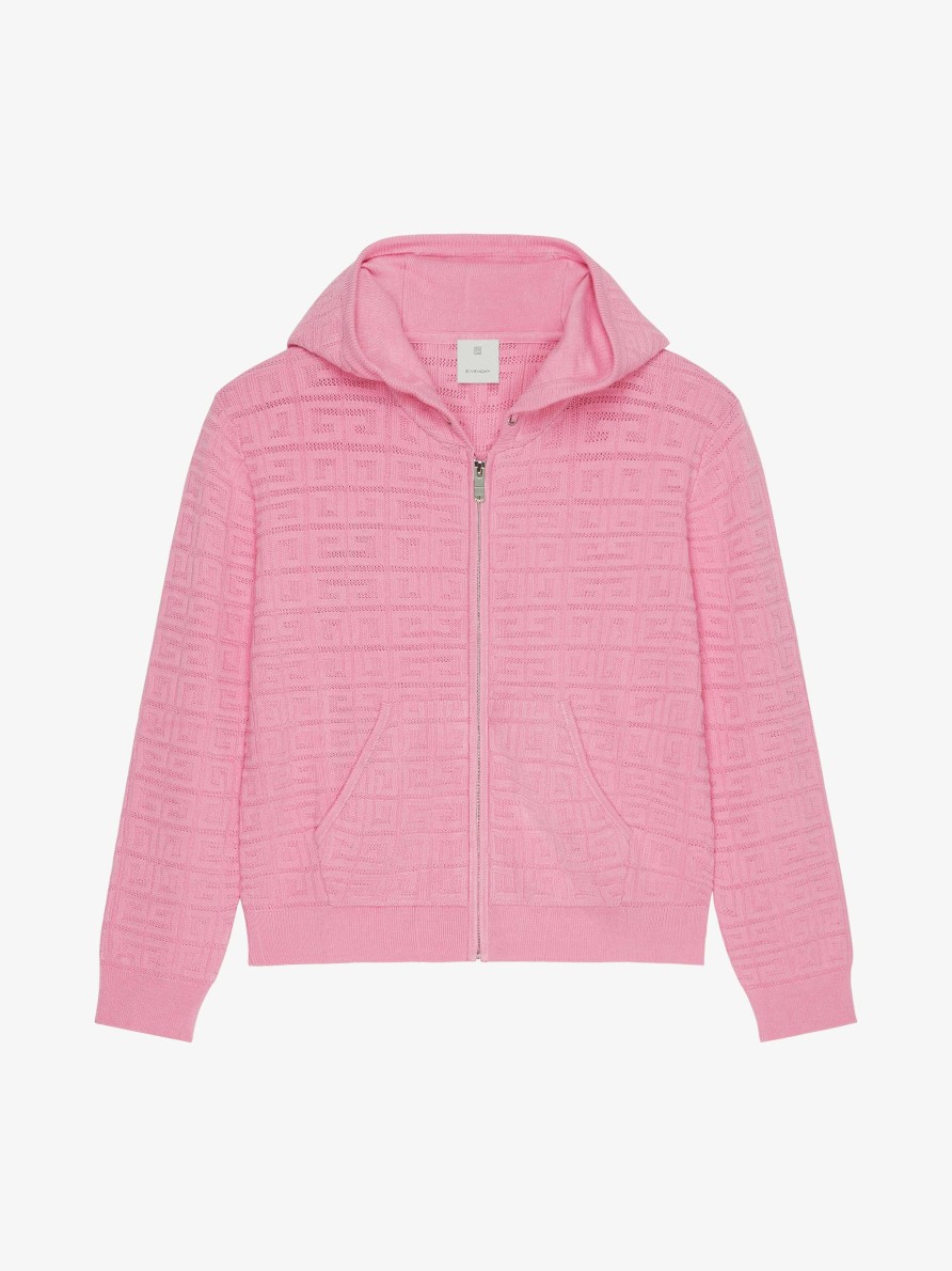 Women Givenchy Girl (4 To 12 Years) | Hooded Cardigan In 4G Jacquard Candy Pink