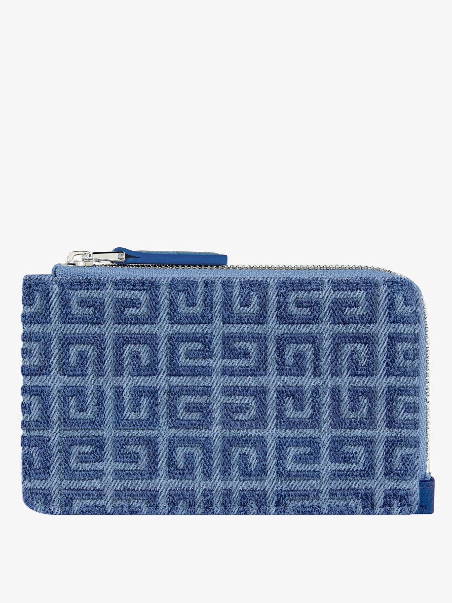 Women Givenchy Small Leather Goods | G-Cut Zipped Cardholder In 4G Denim And Leather Medium Blue