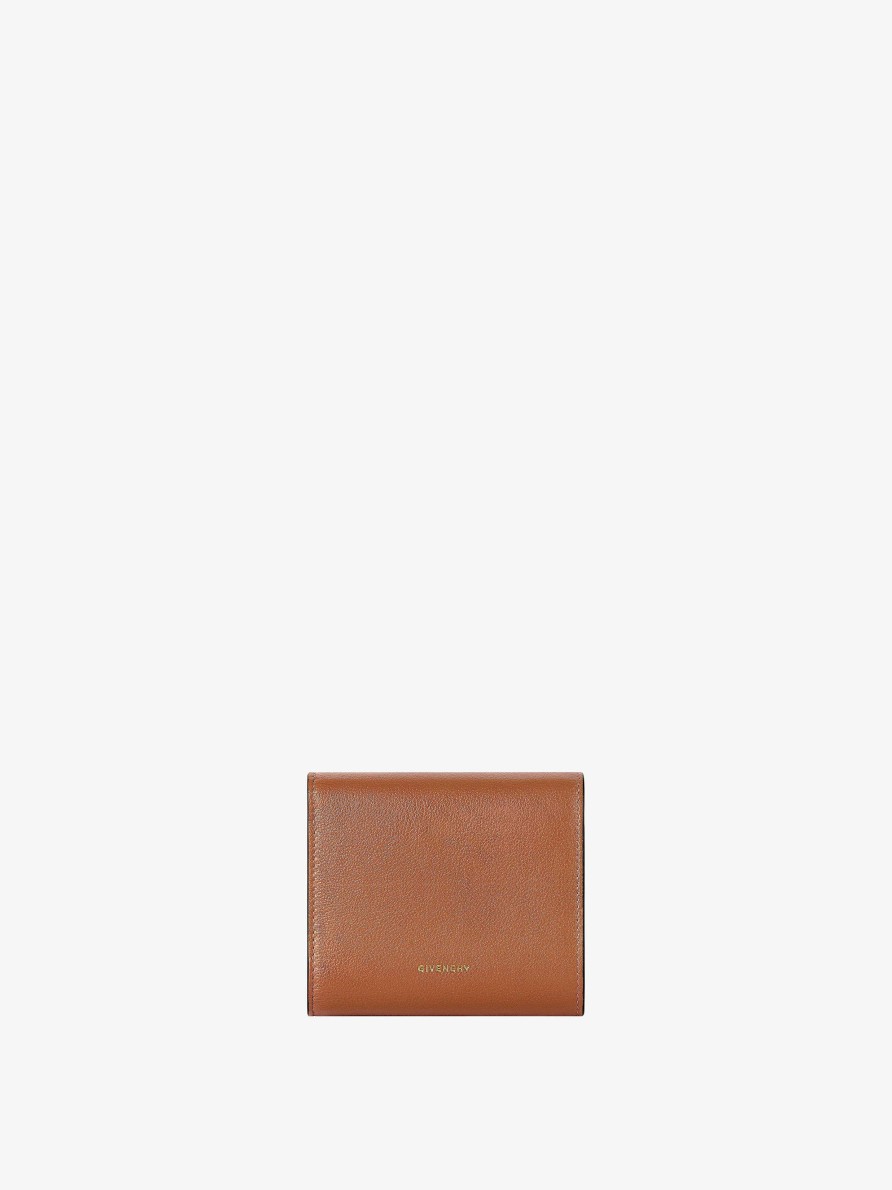 Women Givenchy Small Leather Goods | 4G Wallet In Grained Leather Tan