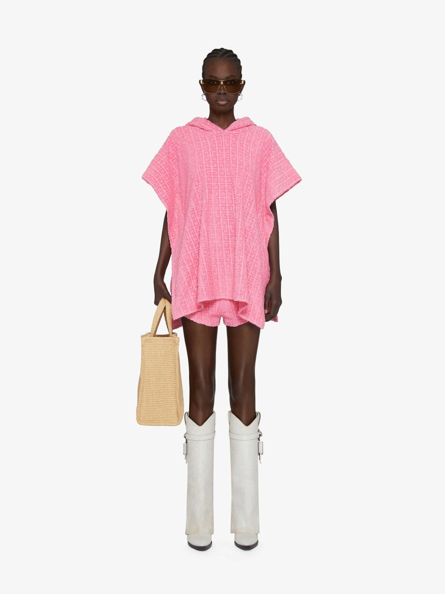 Women Givenchy Tops & Shirts | Poncho In 4G Cotton Towelling Jacquard Old Pink