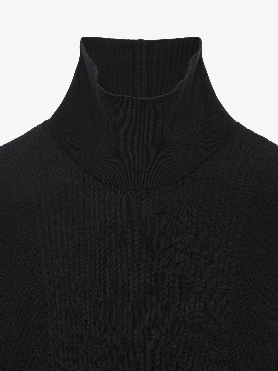 Men Givenchy Knitwear | Mock Neck Sweater In Tubular Knit Black