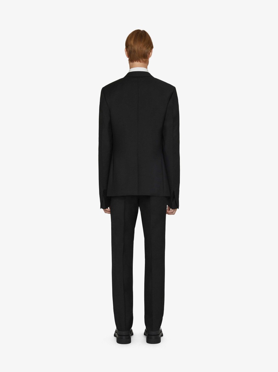 Men Givenchy Jackets & Coats | Slim Fit Jacket In Wool And Mohair With Satin Collar Black