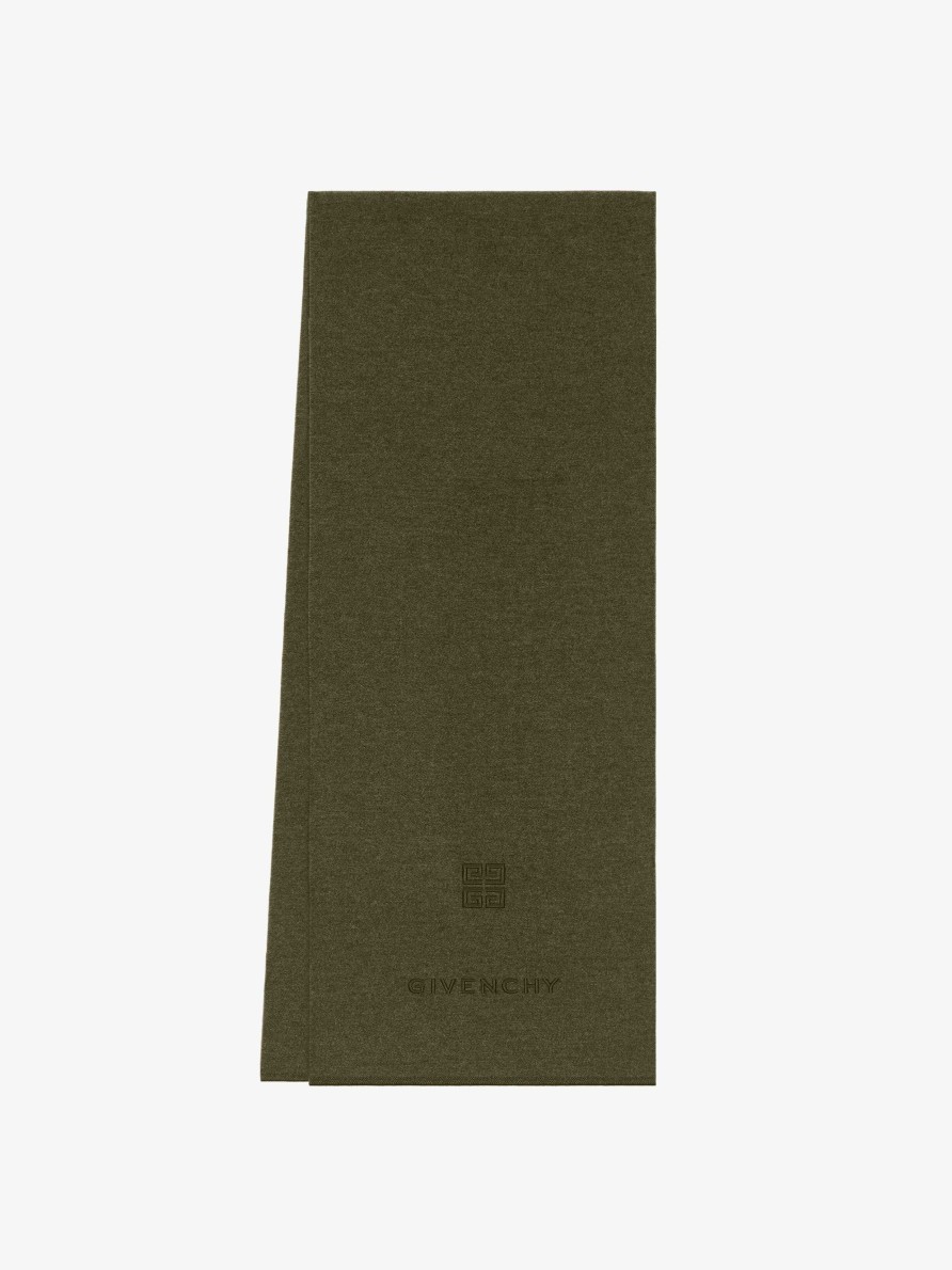 Men Givenchy Scarves & Ties | Givenchy 4G Scarf In Wool And Cashmere Khaki