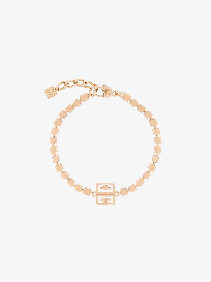 Women Givenchy Jewelry | 4G Bracelet In Metal With Crystals Rose Gold