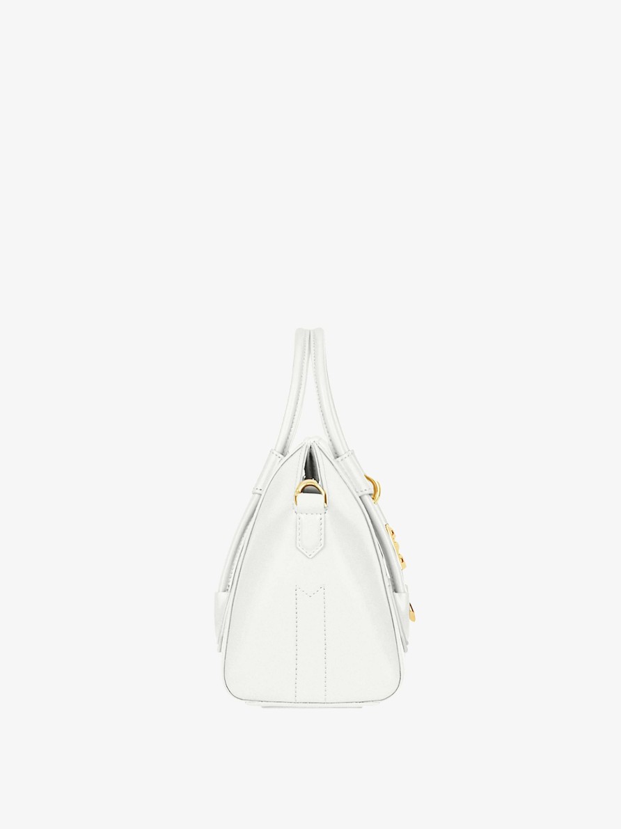 Women Givenchy Antigona | Mini Antigona Lock Bag In Box Leather Ivory