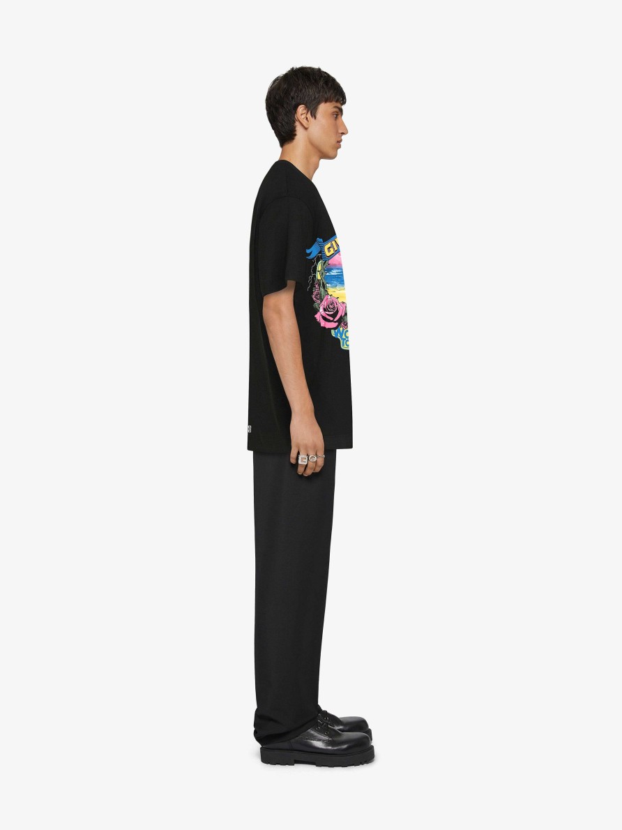 Men Givenchy T-Shirts | Givenchy World Tour Oversized T-Shirt In Cotton Black