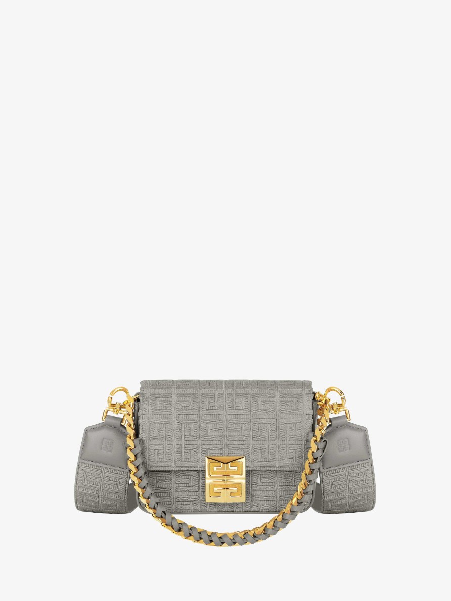 Women Givenchy 4G | Small 4G Bag In 4G Embroidery With Chain Stone Grey