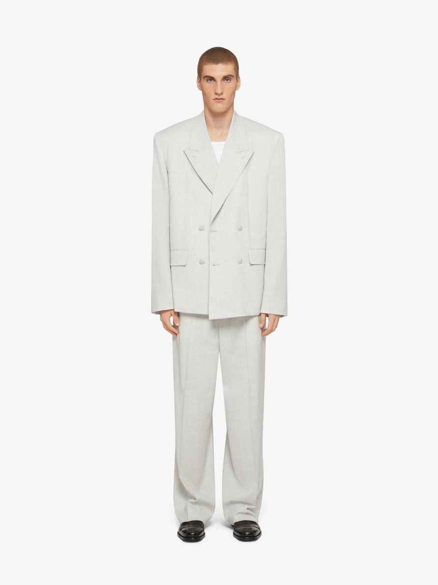 Men Givenchy Pants | Extra Wide Pants In Wool Chalk White