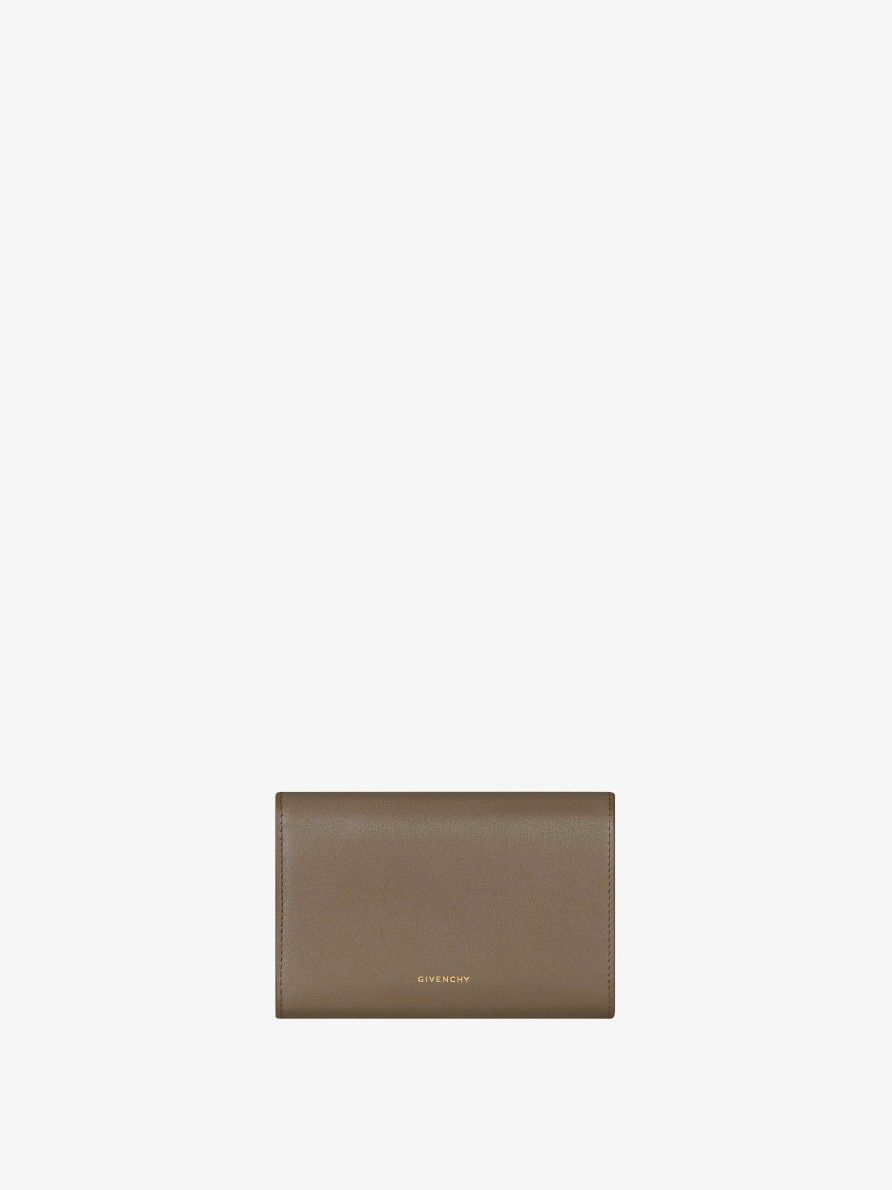 Women Givenchy Small Leather Goods | 4G Wallet In Leather Taupe