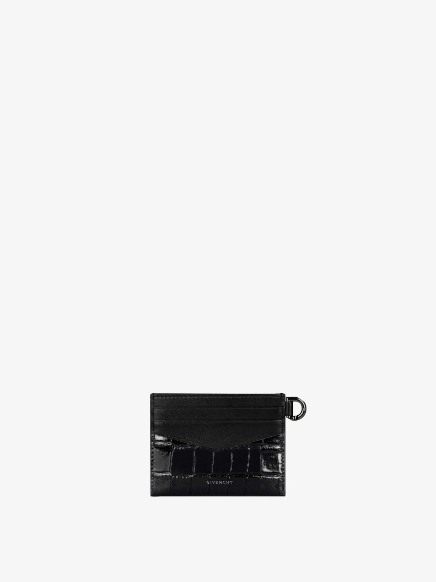 Women Givenchy Small Leather Goods | 4G Card Holder In Crocodile Effect Leather Black