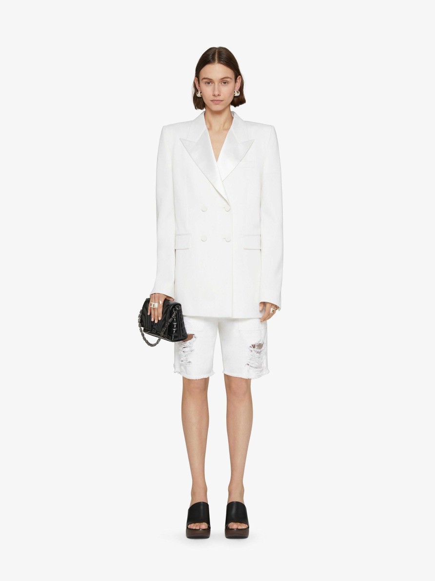 Women Givenchy Jackets & Coats | Oversized Jacket In Wool With Satin Collar White