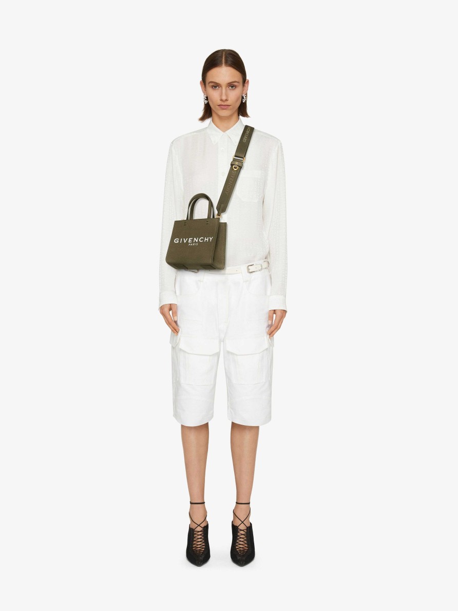 Women Givenchy G-Tote | Mini G-Tote Shopping Bag In Canvas Dark Khaki