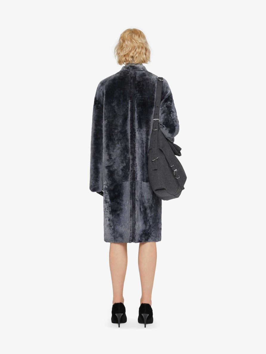 Women Givenchy Jackets & Coats | Coat In Shearling Grey