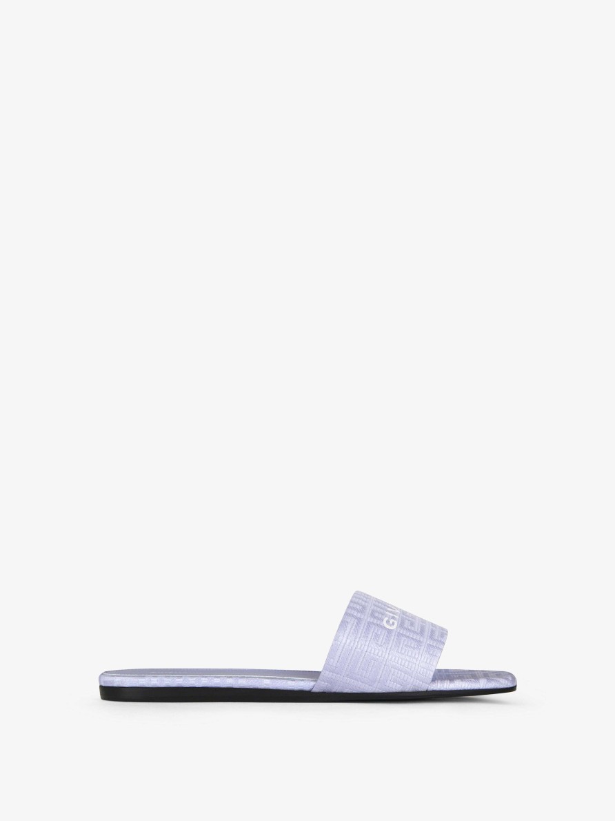 Women Givenchy Slides & Sandals | 4G Flat Mules In 4G Coated Canvas Lavender