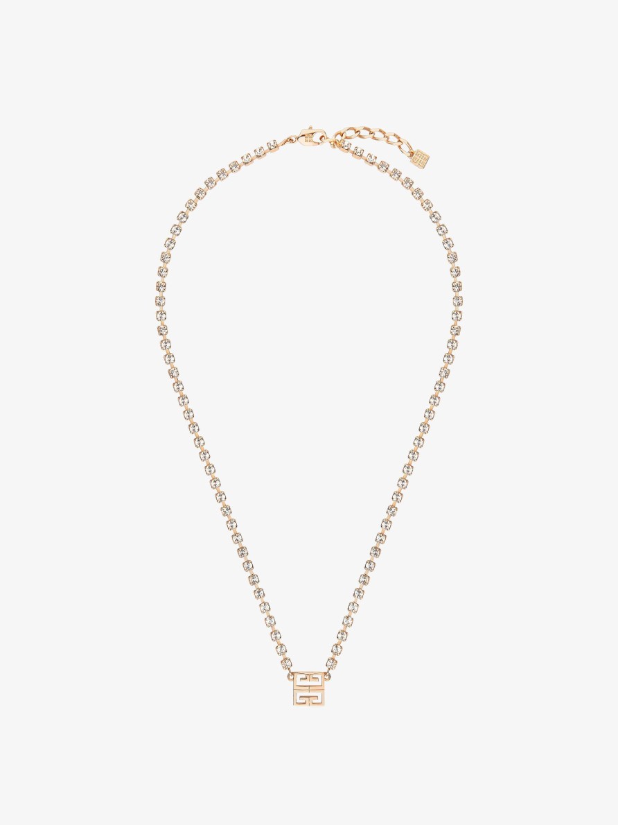 Women Givenchy Jewelry | 4G Necklace In Metal With Crystals Rose Gold