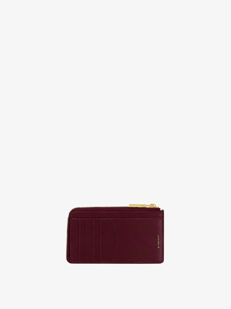 Women Givenchy Small Leather Goods | 4G Zipped Card Holder In Box Leather Oxblood Red