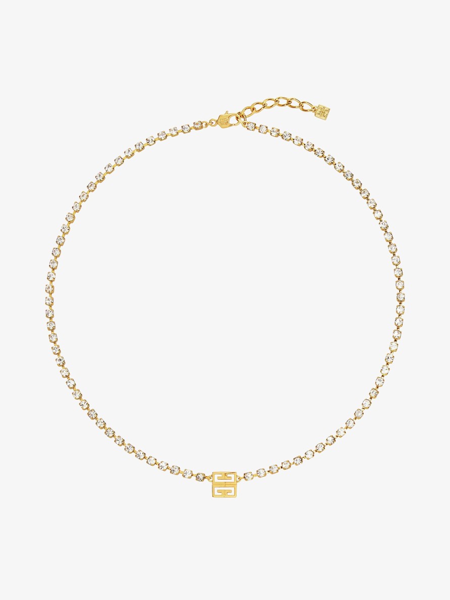 Women Givenchy Jewelry | 4G Necklace In Metal With Crystals Golden Yellow