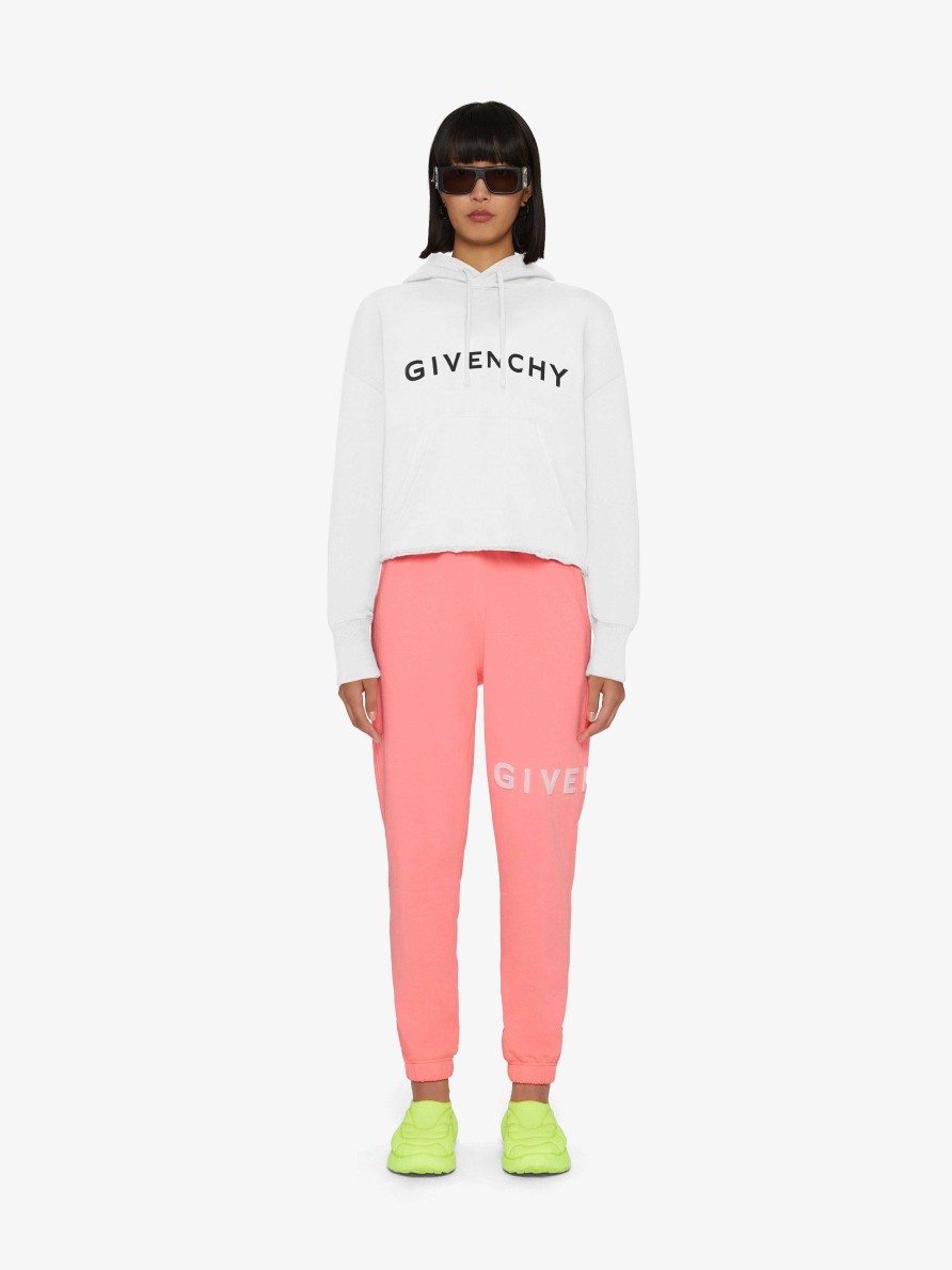 Women Givenchy Sweatshirts & Hoodies | Givenchy Archetype Cropped Hoodie In Fleece White/Black