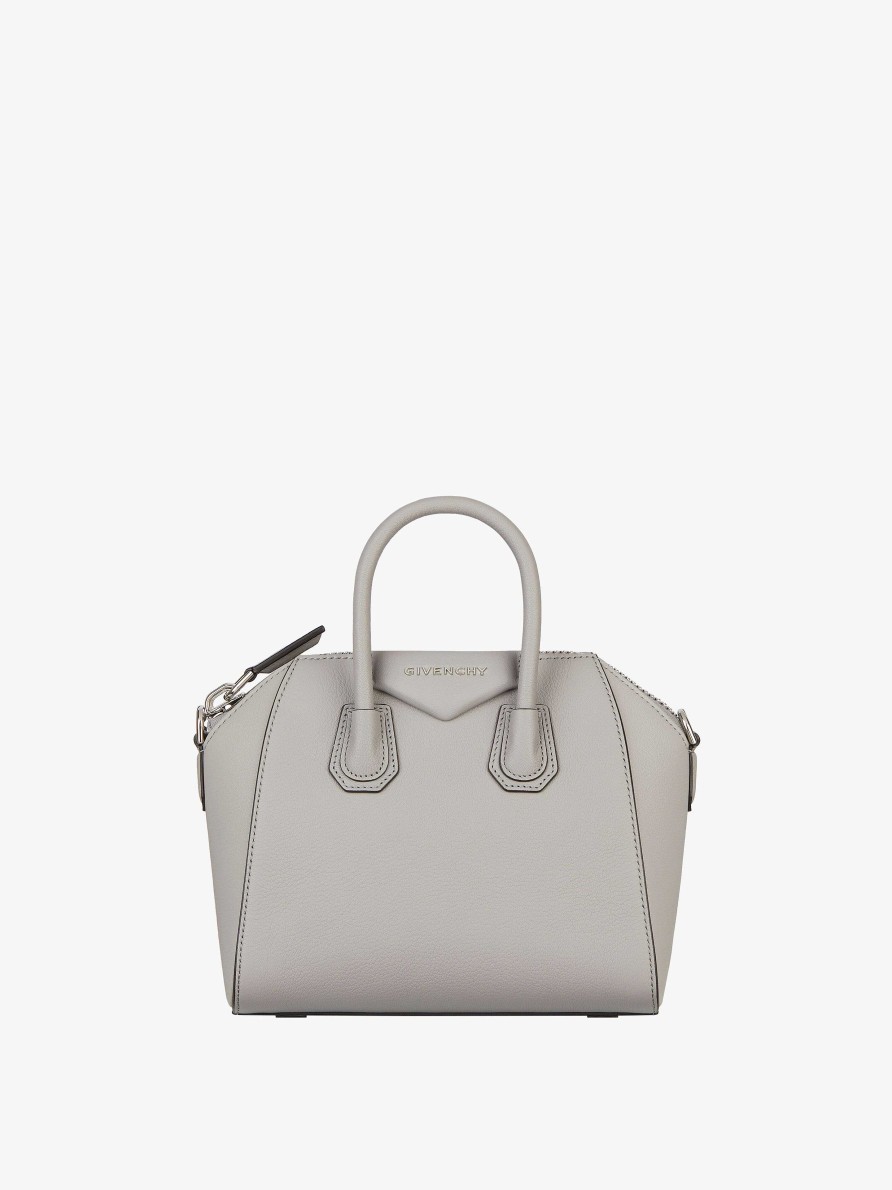 Women Givenchy Antigona | Mini Antigona Bag In Grained Leather Pearl Grey