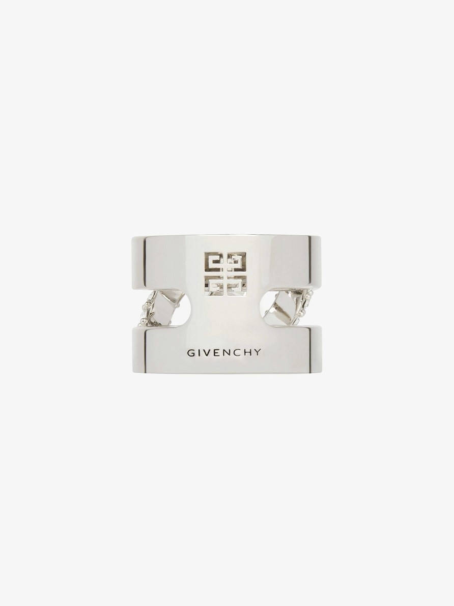 Women Givenchy Jewelry | Stitch Ring In Metal With Crystals Silvery