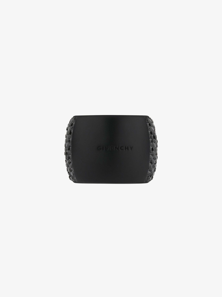 Women Givenchy Jewelry | 4G Ring In Metal With Crystals Black