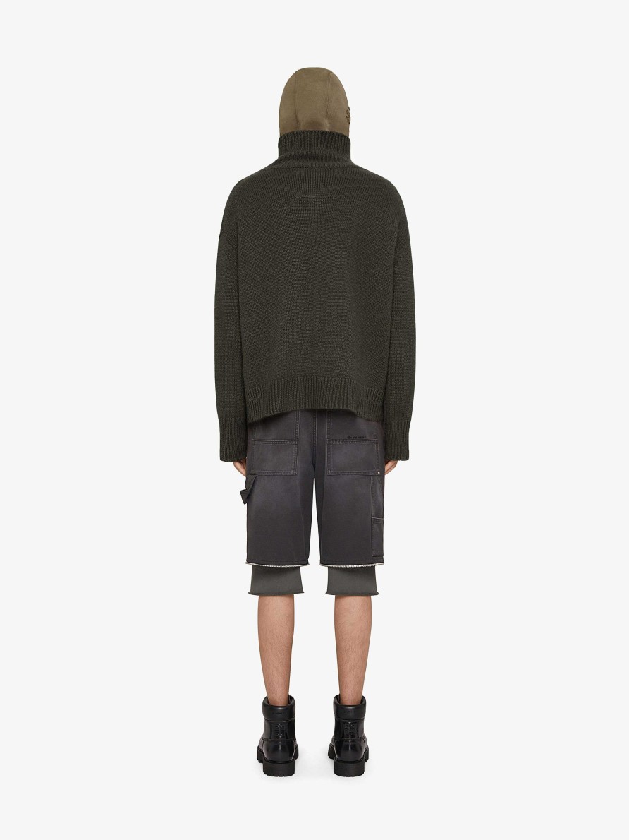 Men Givenchy Knitwear | Oversized Turtleneck Sweater In Cashmere Military Green