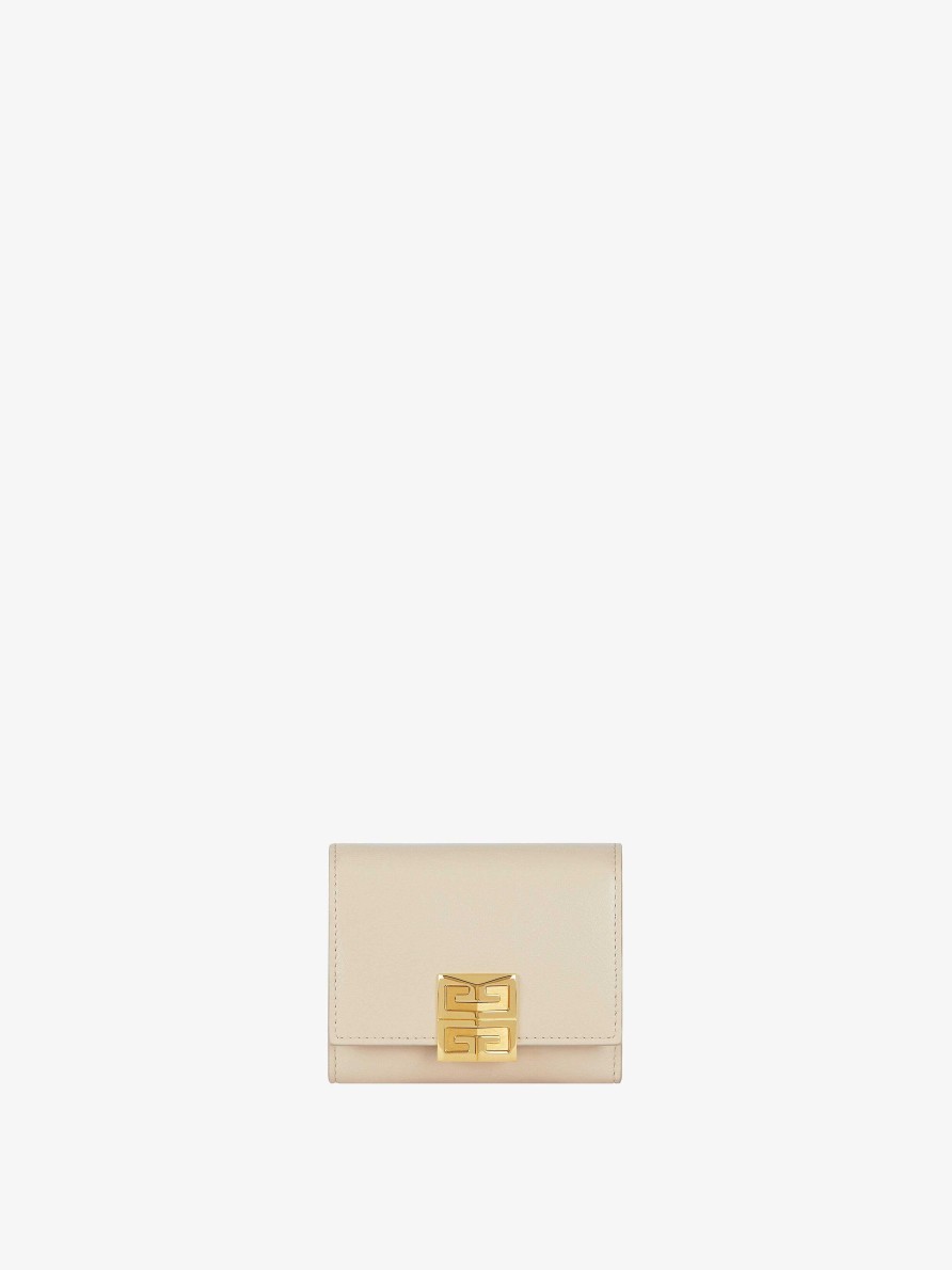 Women Givenchy Small Leather Goods | 4G Wallet In Grained Leather Natural Beige