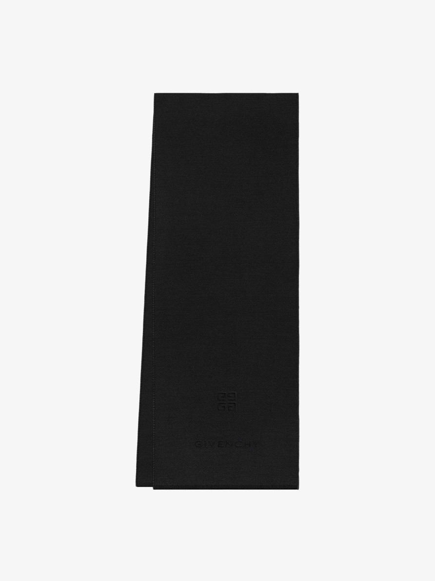 Men Givenchy Scarves & Ties | Givenchy 4G Scarf In Wool And Cashmere Black